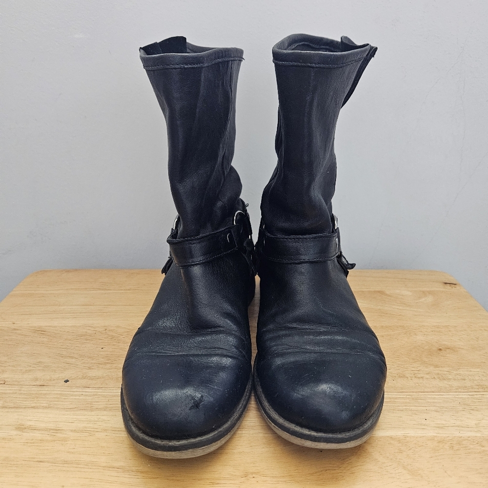 Boutique 9 Black Harness Ankle Boots Soft Leather Size 7.5